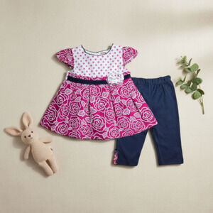 New Without Tags Gymboree baby Girl outfit set Top Leggings Size 9 months